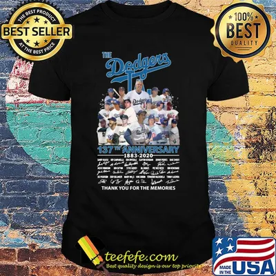 The los angeles dodgers baseball team 137th anniversary 1871 2021 thank you for the memories signatures shirt