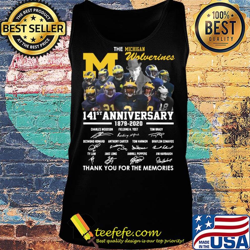 The michigan wolverines team 141th anniversary 1879 2020 thank you for the memories signatures s Tank top The michigan wolverines team 141th anniversary 1879 2020 thank you for the memories signatures s Tank top