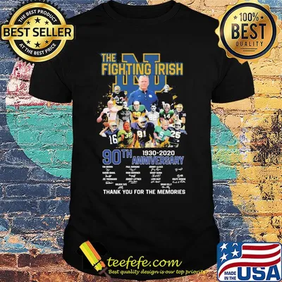 The notre dame fighting irish 90th anniversary 1930 2020 thank you for the memories signatures shirt