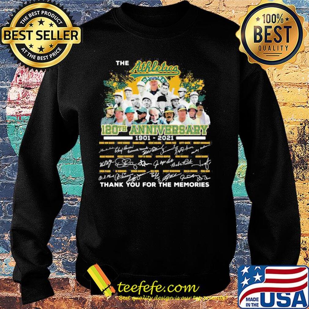 The Oakland athletics 120th anniversary 1901 2020 thank you for the memories signatures s Sweater The Oakland athletics 120th anniversary 1901 2020 thank you for the memories signatures s Sweater