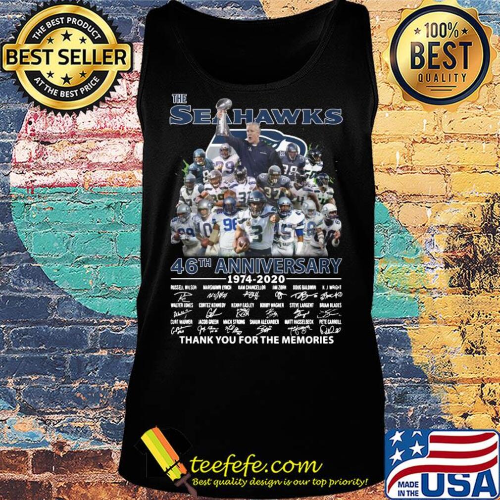 The Seattle Seahawks 46th anniversary 1974 2020 thank you for the memories signatures s Tank top The Seattle Seahawks 46th anniversary 1974 2020 thank you for the memories signatures s Tank top