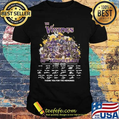 The vikings 60th anniversary 1960-2020 signatures thank you for the memories shirt