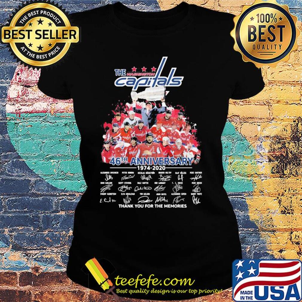 The washington capitals 46th anniversary 1974 - 2020 thank you for the memories signatures s Ladies tee The washington capitals 46th anniversary 1974 - 2020 thank you for the memories signatures s Ladies tee
