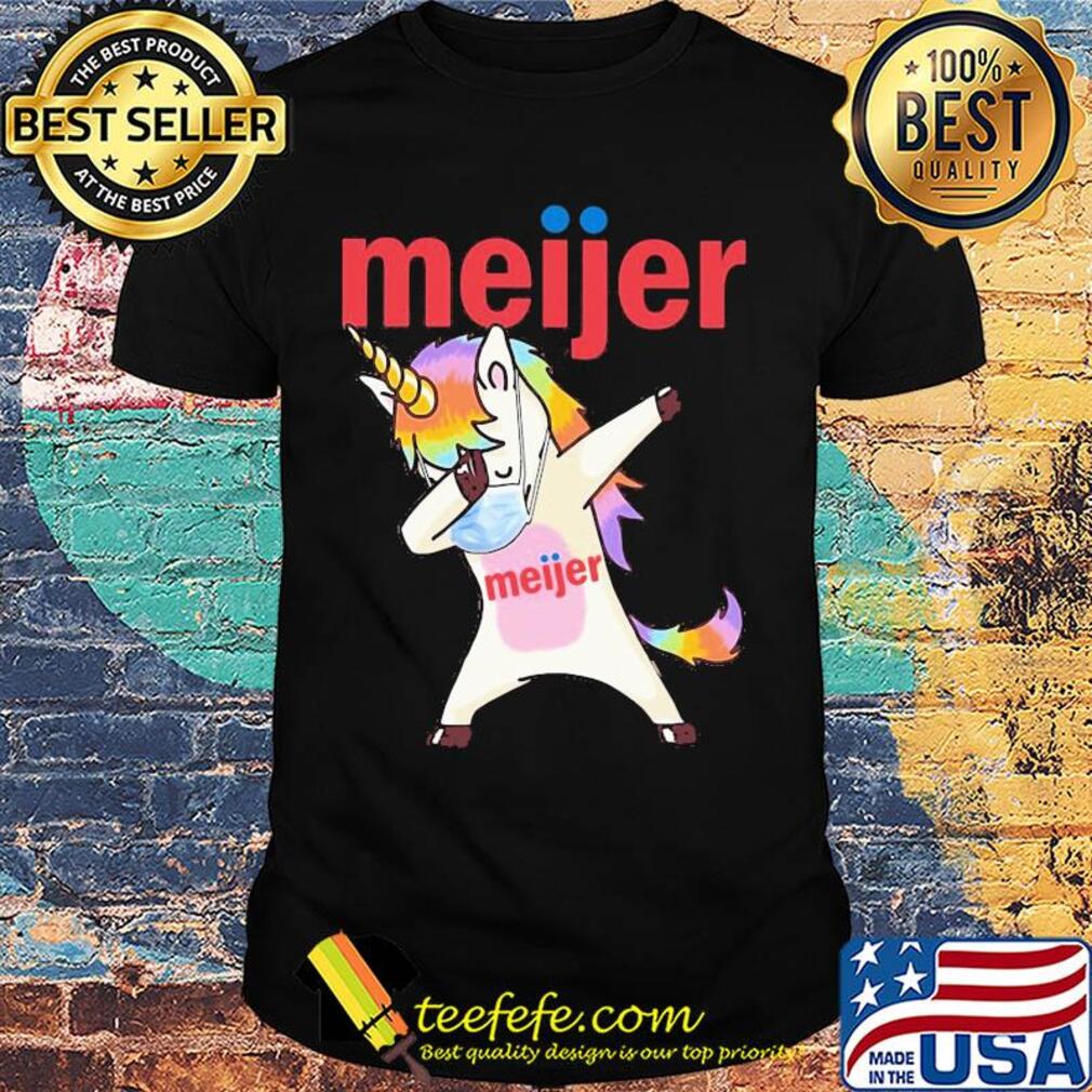 Unicorn mask dabbing meijer logo shirt