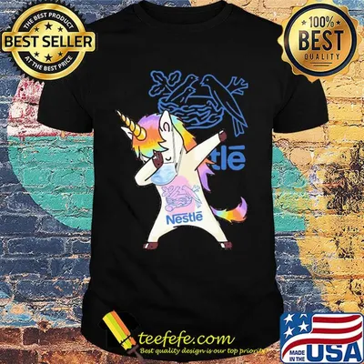 Unicorn mask dabbing nestle logo shirt