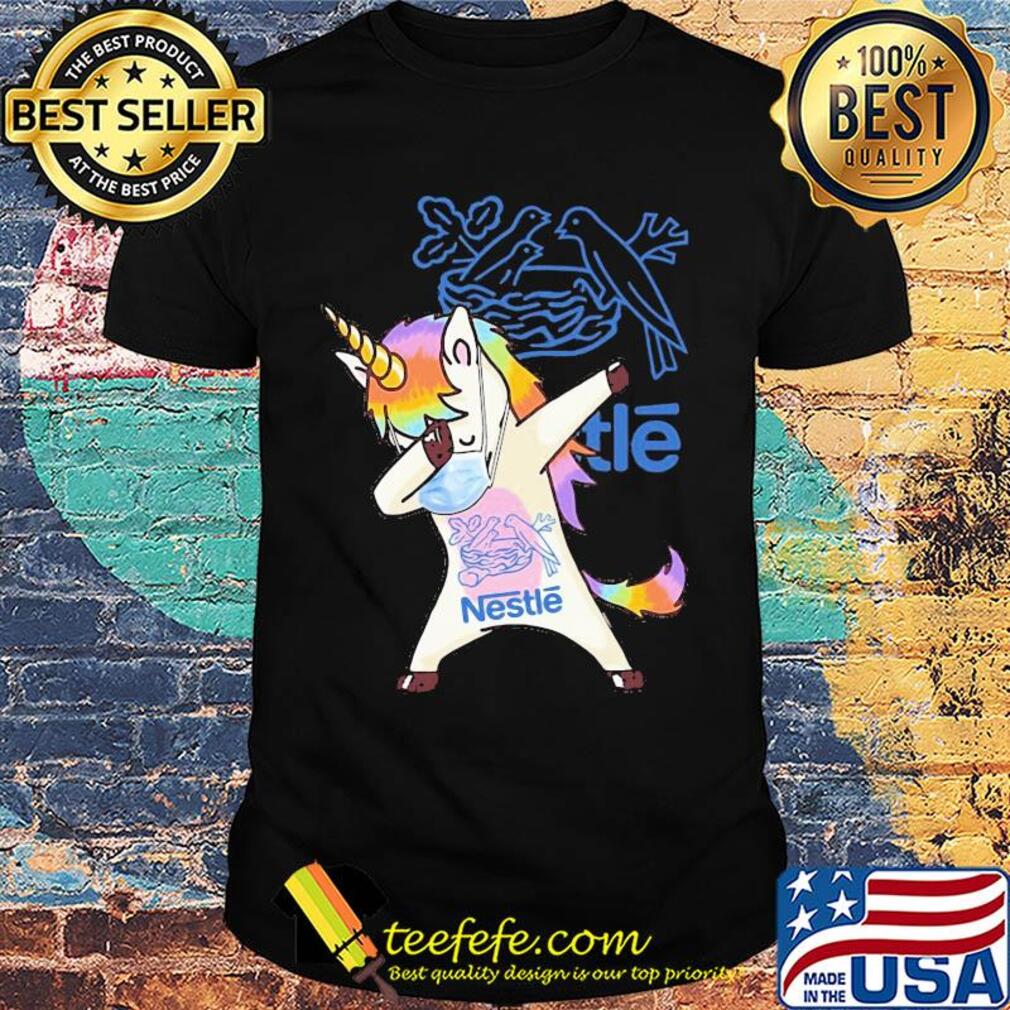 Unicorn mask dabbing nestle logo shirt