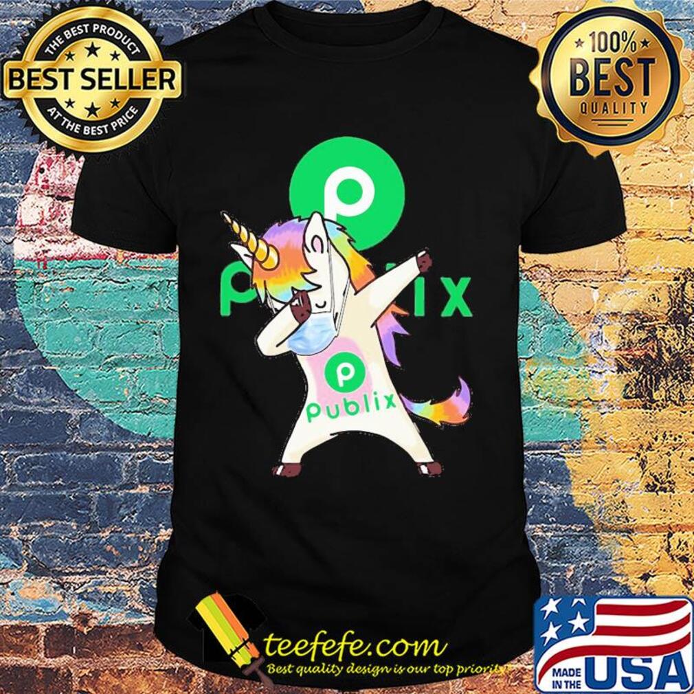 Unicorn mask dabbing publix logo shirt