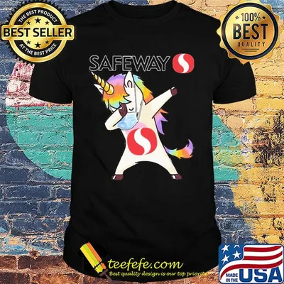 Unicorn mask dabbing safeway logo shirt
