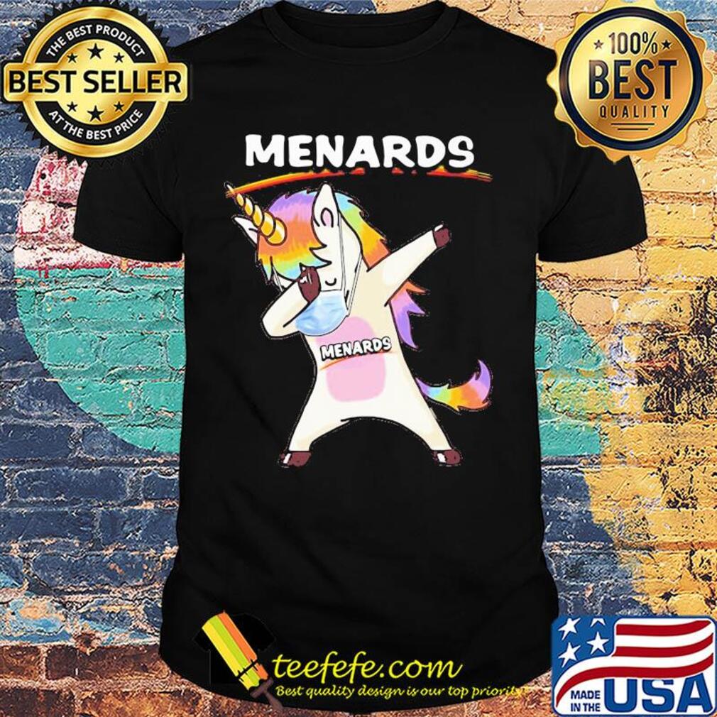 Unicorn mask menards logo shirt