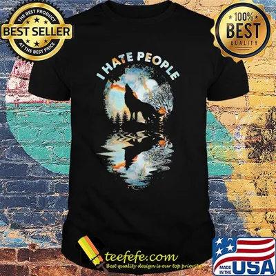 Wolf I hate people mirror shirt