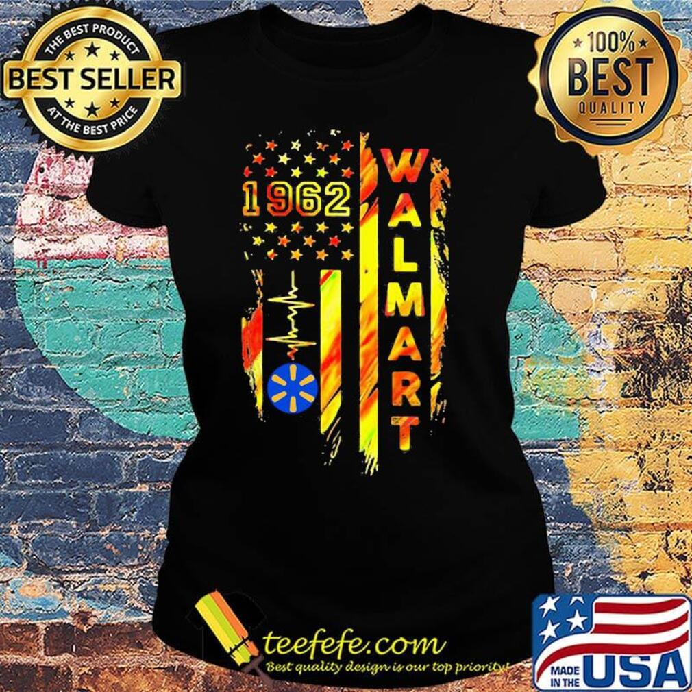 1962 walmart heartbeat american flag independence day s Ladies tee 1962 walmart heartbeat american flag independence day s Ladies tee