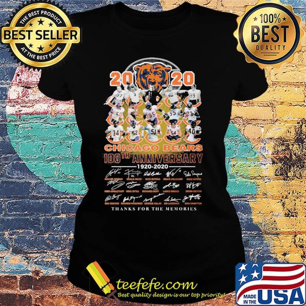 2020 chicago bears 100th anniversary 1920 2020 thanks for the memories signatures s Ladies tee 2020 chicago bears 100th anniversary 1920 2020 thanks for the memories signatures s Ladies tee