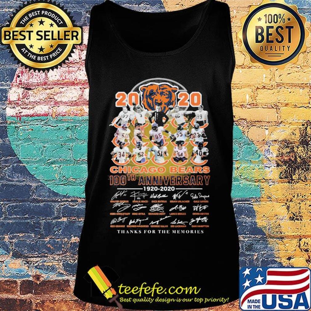 2020 chicago bears 100th anniversary 1920 2020 thanks for the memories signatures s Tank top 2020 chicago bears 100th anniversary 1920 2020 thanks for the memories signatures s Tank top