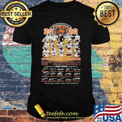 2020 chicago bears 100th anniversary 1920 2020 thanks for the memories signatures shirt