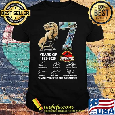 27 years of 1993 2020 jurassic park thank you for the memories signatures shirt