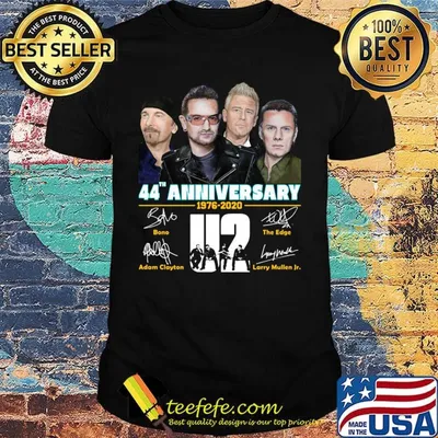 44th anniversary 1976 2020 u2 members signatures shirt