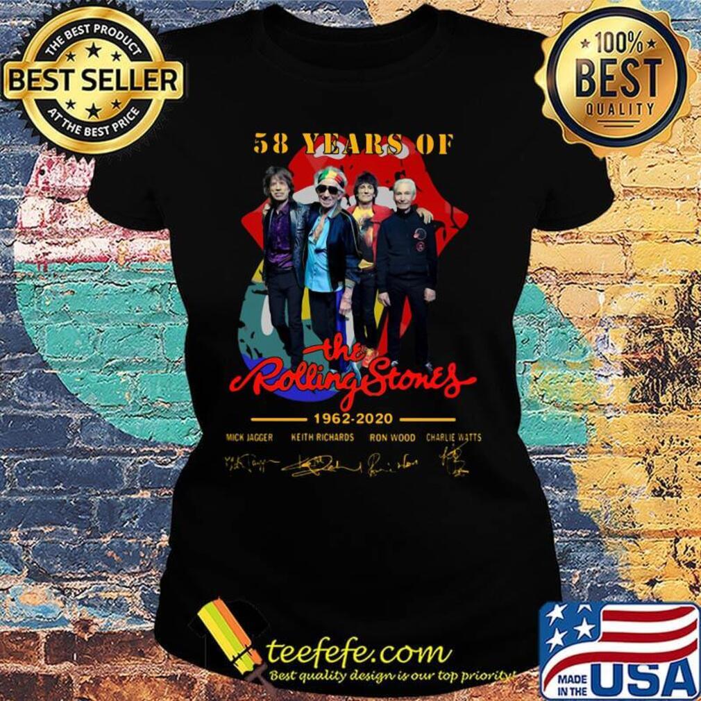 58 years of the rolling stones 1962 2020 signatures s Ladies tee 58 years of the rolling stones 1962 2020 signatures s Ladies tee