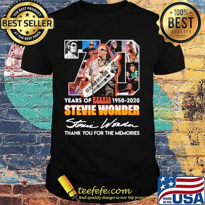 70 years of 1950 2020 stevie wonder thank you for the memories signatures shirt