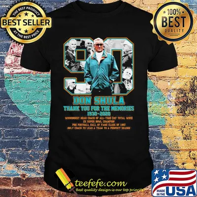 90 don coach shula thank you for the memories 1930-2020 miami dolphins football shirt