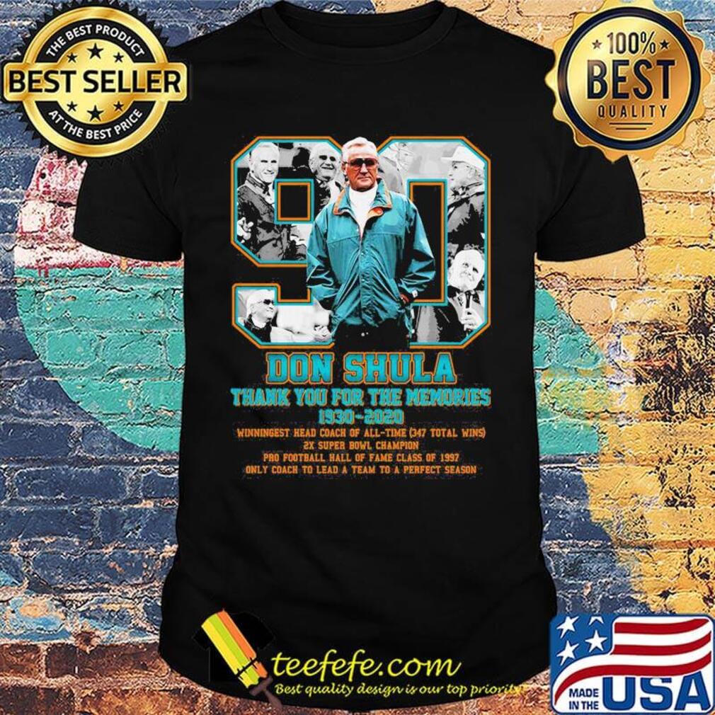 90 don shula thank you for the memories 1930 2020 miami dolphins football shirt