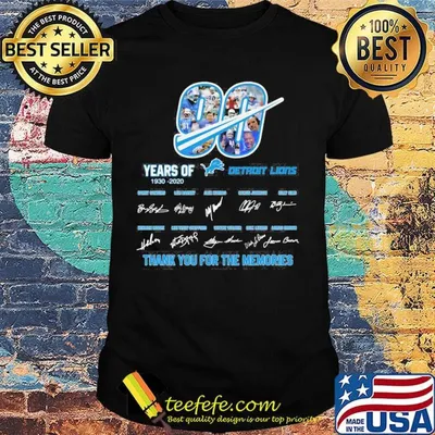 90 years of 1930 2020 detroit lions thank you for the memories signatures shirt