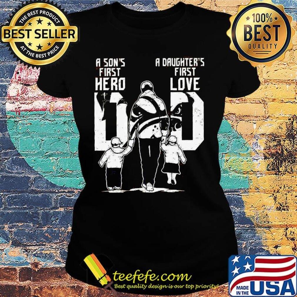 A son's first hero a daughter's first love dad cleveland bulldogs football happy father's day s Ladies tee A son's first hero a daughter's first love dad cleveland bulldogs football happy father's day s Ladies tee