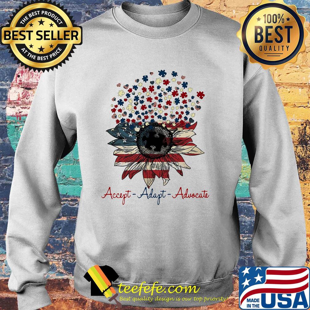 Accept adapt advocate sunflower autism hearts american flag independence day s Sweater Accept adapt advocate sunflower autism hearts american flag independence day s Sweater
