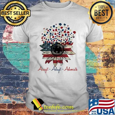 Accept adapt advocate sunflower autism hearts american flag independence day shirt