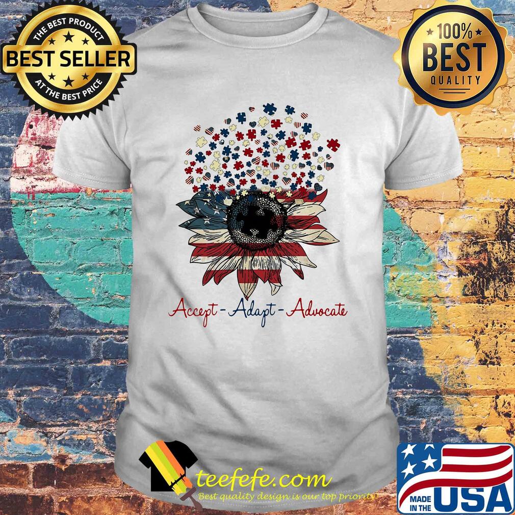 Accept adapt advocate sunflower autism hearts american flag independence day shirt Accept adapt advocate sunflower autism hearts american flag independence day shirt