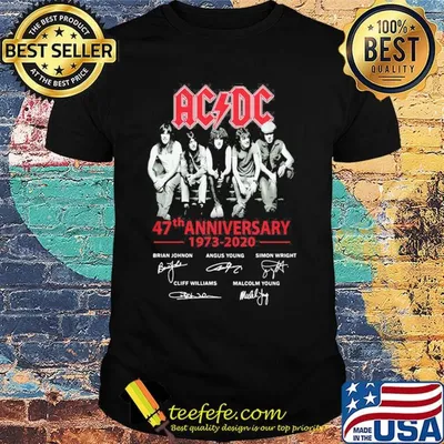 Acdc band 47th anniversary 1973 2020 signatures shirt