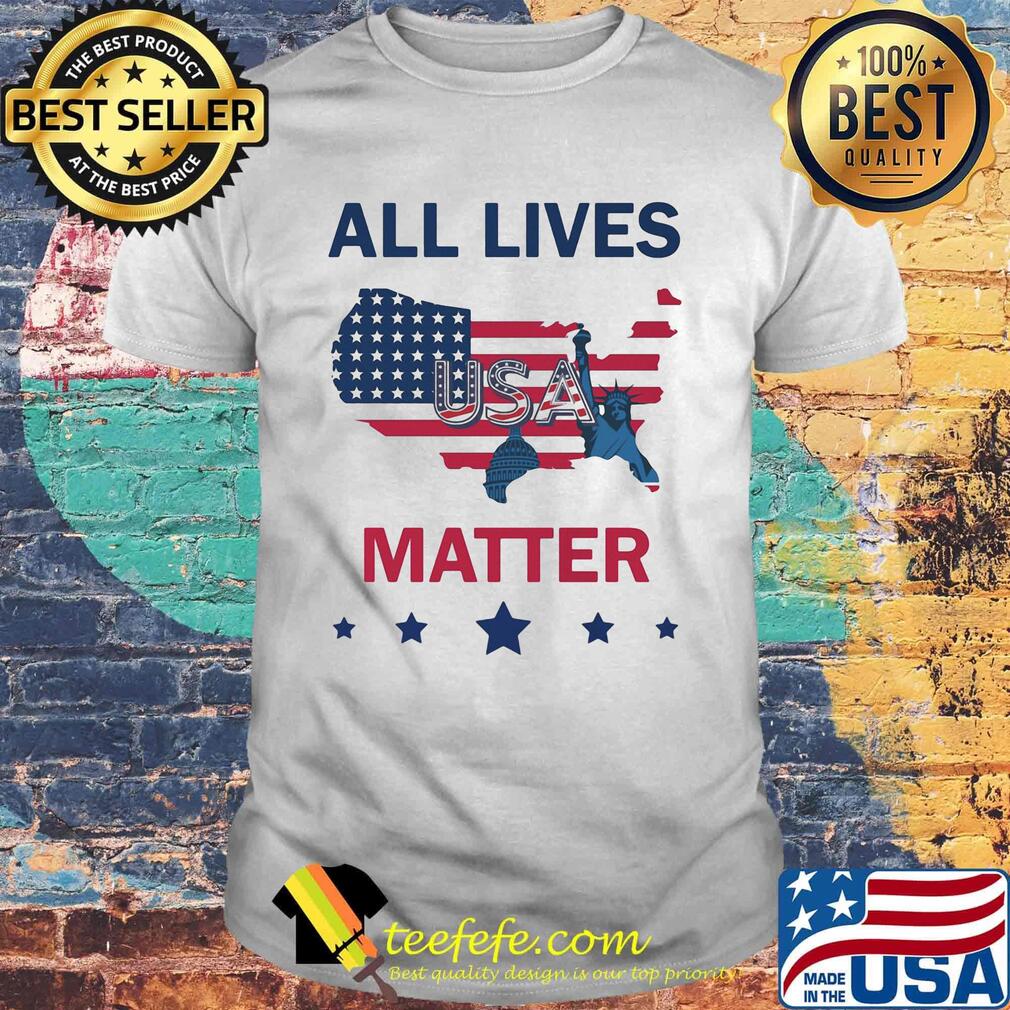 All lives matter USA American flag veteran Independence day map shirt