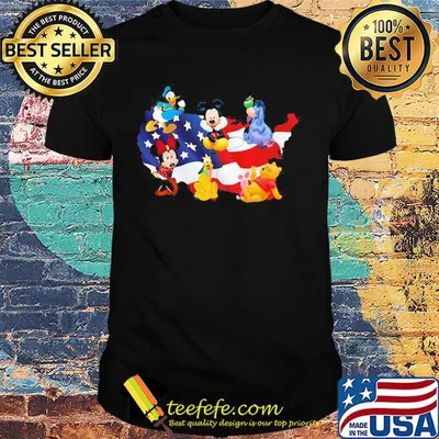 American flag independence day disney donald duck mickey mouse minnie mouse pluto pooh and eeyore shirt
