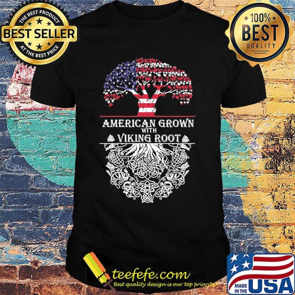 American grown with viking root flag veteran Independence day shirt