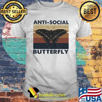 Anti social butterfly vintage retro shirt