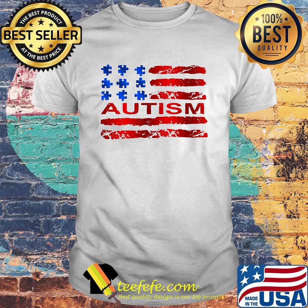 Autism American flag veteran Independence Day shirt