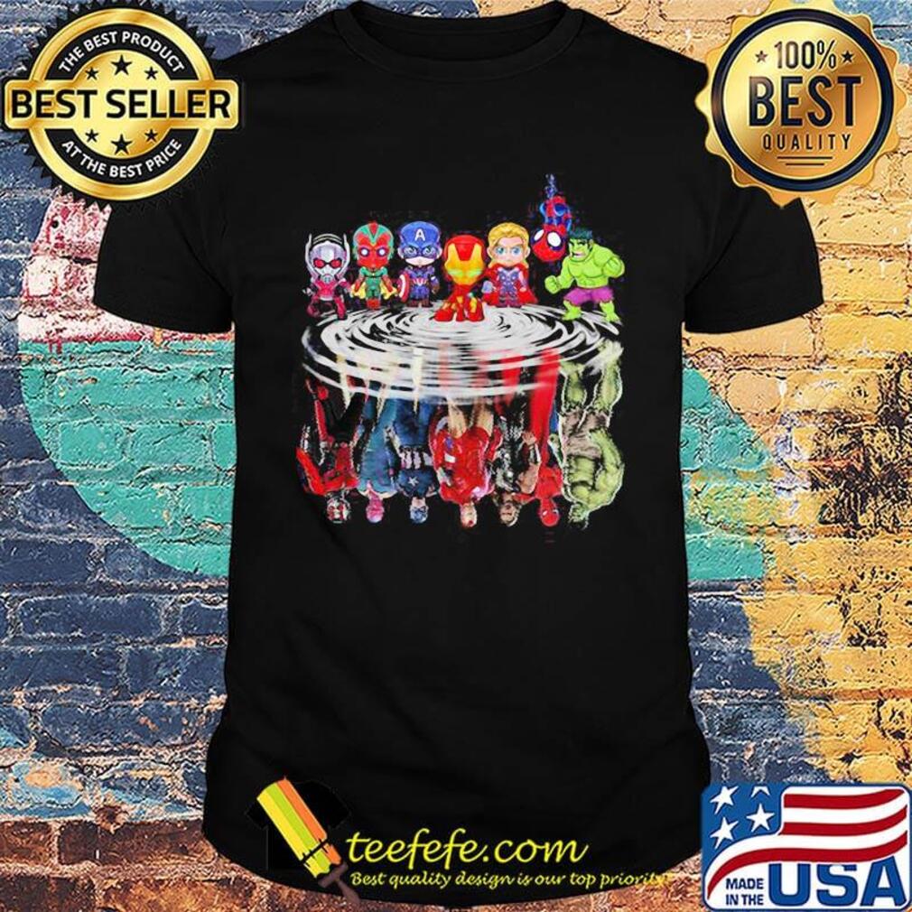 Avengers marvel superheroes chibi characters water reflection shirt Avengers marvel superheroes chibi characters water reflection shirt