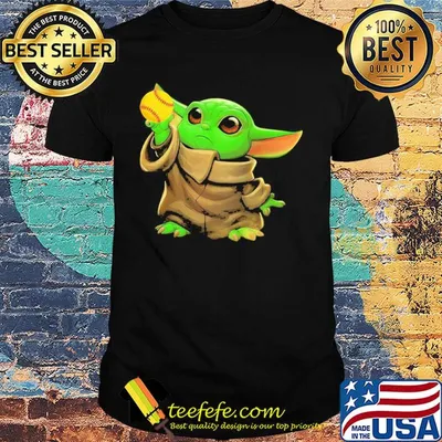Baby yoda holding softball mug shirt