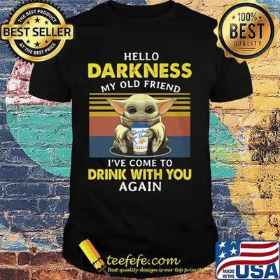 Baby yoda hug dutch bros hello darkness my old friend i've come to drink with you again vintage retro shirt