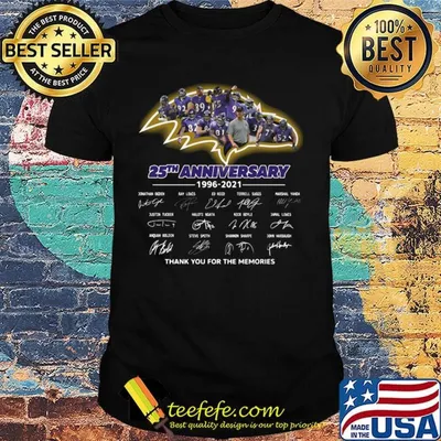Baltimore ravens 25th anniversary 1996 2021 thank you for the memories signatures shirt