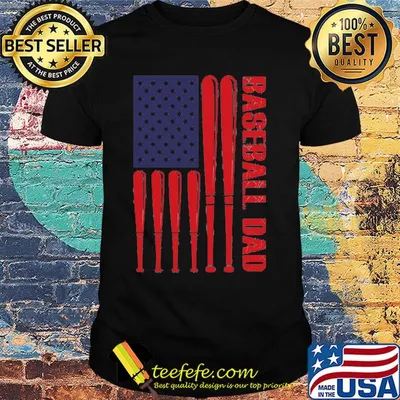 Baseball dad happy father's day american flag independence day shirt