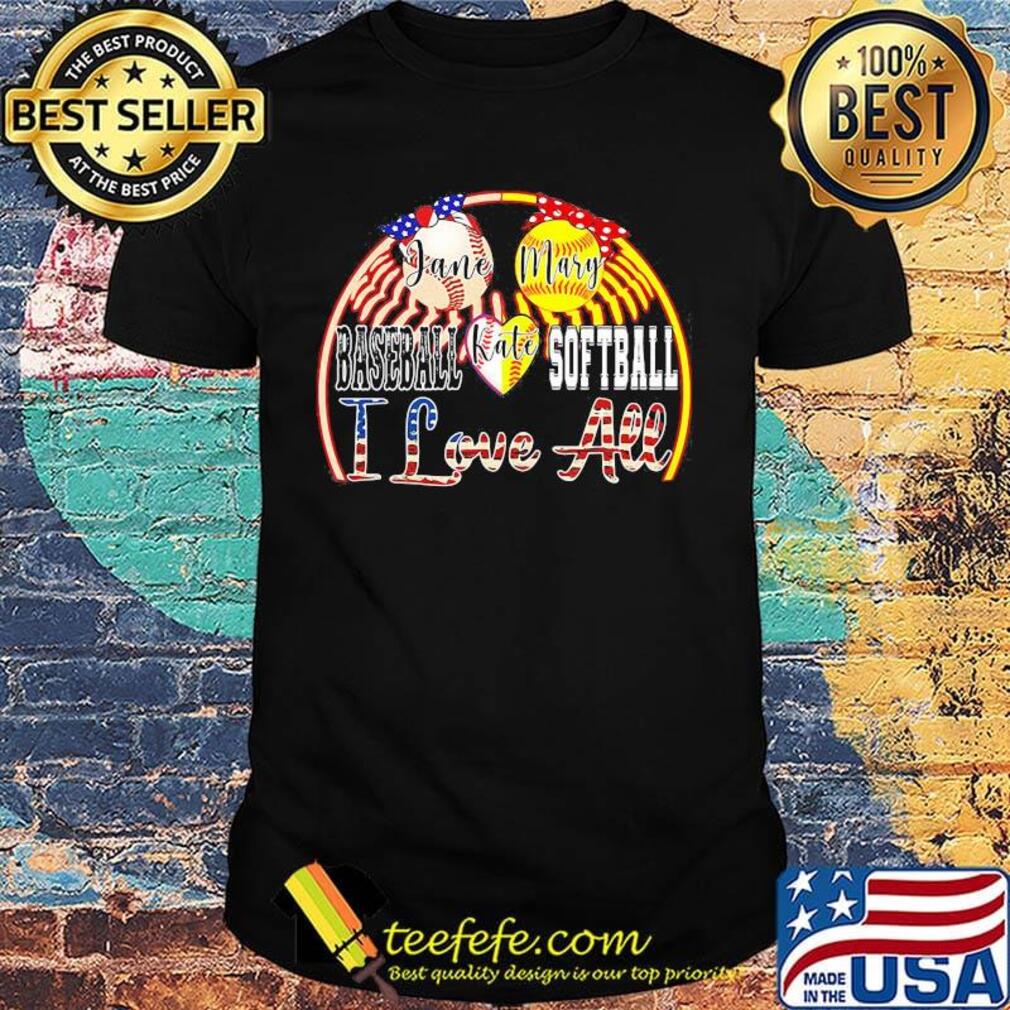 Baseball kate softball i love all america 4th of july independence day shirt