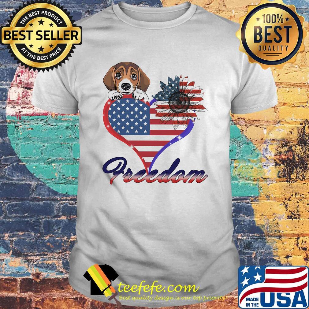 BEAGLE FREEDOM DOG HEART AMERICAN FLAG INDEPENDENCE DAY SHIRT