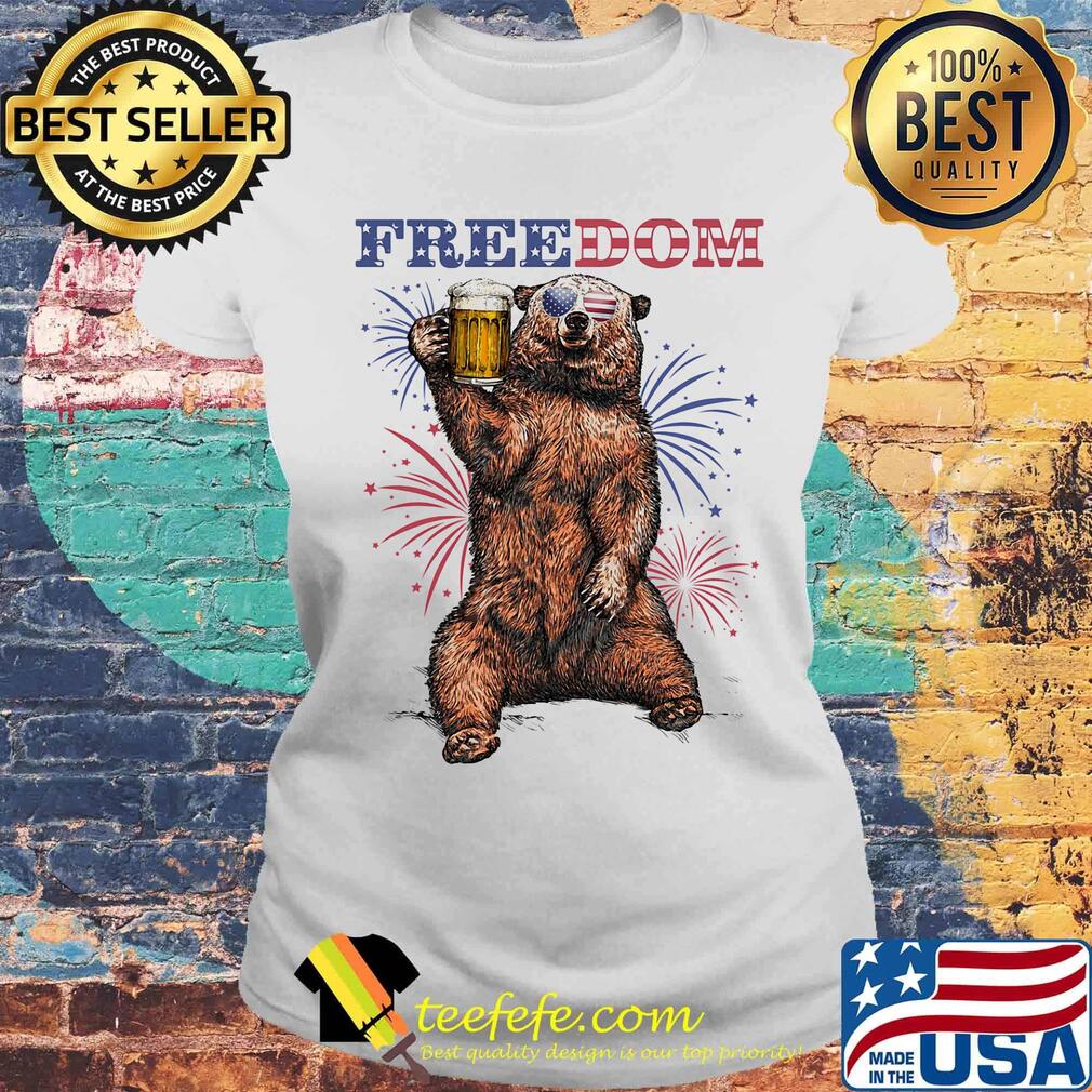 Bear drinking beer freedom firework american independence day s Laides tee Bear drinking beer freedom firework american independence day s Laides tee