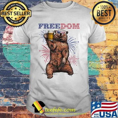 Bear drinking beer freedom firework american independence day shirt