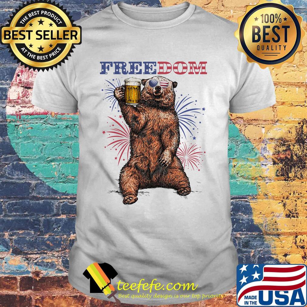 Bear drinking beer freedom firework american independence day shirt