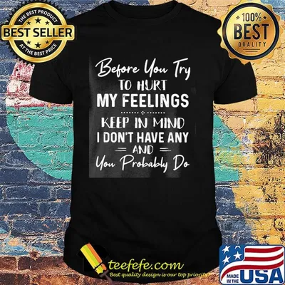 Before you try to hurt my feelings keep in mind I don't have any and you probably do shirt