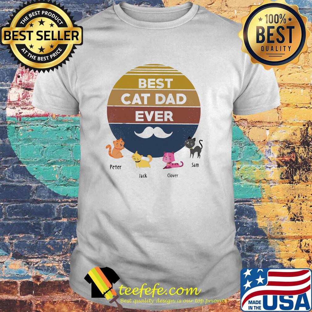 Best cat dad ever beard peter jack clover sam father's day vintage retro shirt