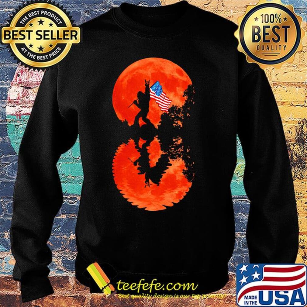 Bigfoot American flag veteran Independence day sunset water shadow s Sweater Bigfoot American flag veteran Independence day sunset water shadow s Sweater