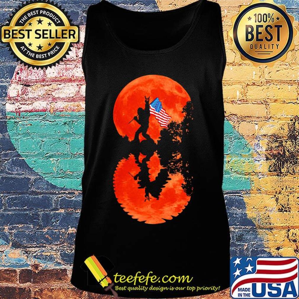 Bigfoot American flag veteran Independence day sunset water shadow s Tank top Bigfoot American flag veteran Independence day sunset water shadow s Tank top