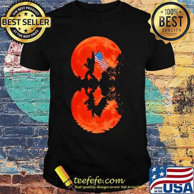 Bigfoot American flag veteran Independence day sunset water shadow shirt